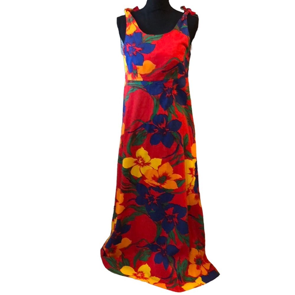 WACOAL FLORAL MAXI LOUNGEWEAR HAWAIIAN PRINT DRESS RED MULTI SIZE SMALL